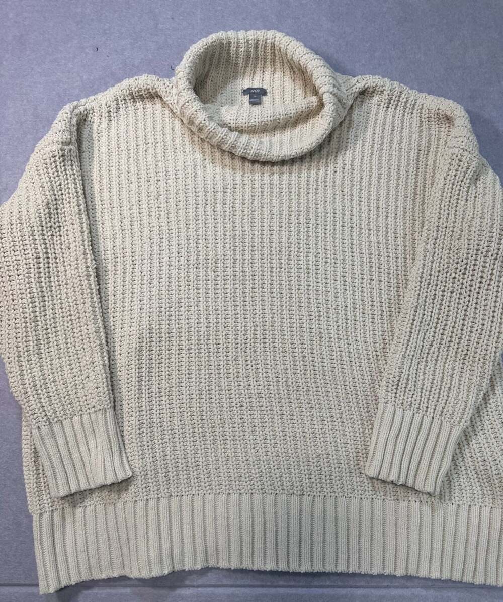 Aerie Cream Chenille Chunky Knit Cowl Neck Turtleneck Sweater Size M